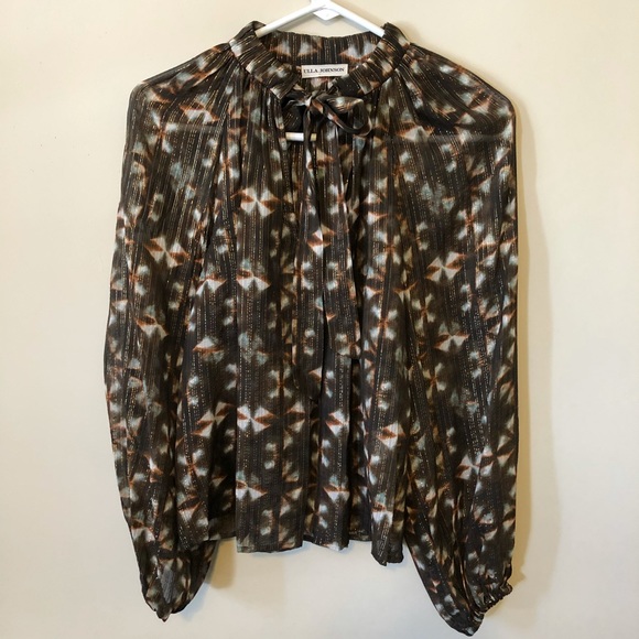 Ulla Johnson Blouse Silk Brown Gold  Luna - Picture 2 of 8